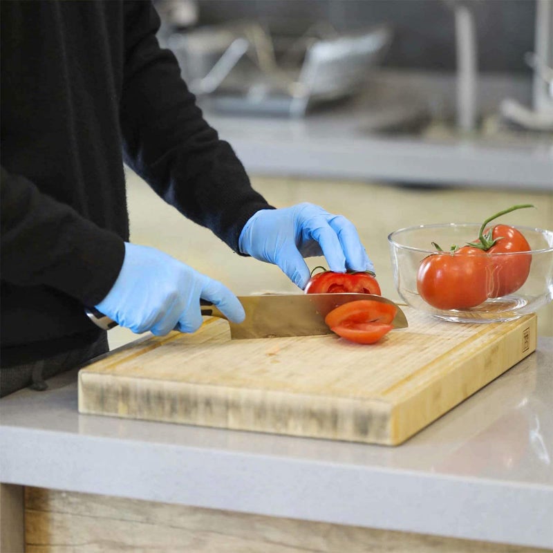 COYACOOL Disposable Gloves Large, Nitrile and Vinyl Blend Material Gloves, Latex Free, 4 Mil,100 Pc. - Food Grade Glove for Cleaning, Food Prep,Hair Dye,Tattoo, Blue - Image 4